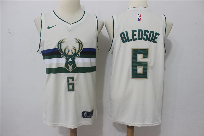 Men Milwaukee Bucks #6 Bledsoe Gream Game Nike NBA Jerseys->->NBA Jersey